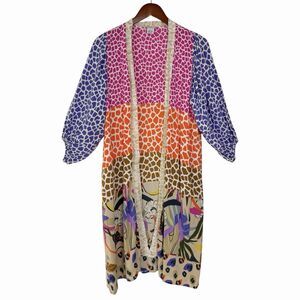 Brooke Webb for Anna & Ava Patchwork Animal Print Duster Kimono One Size Resort